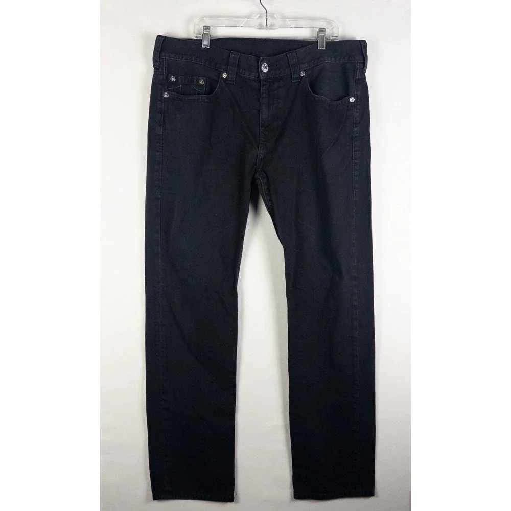 True Religion Black Skinny Jeans Mens 38 Denim Horseshoe World Tour Cotton